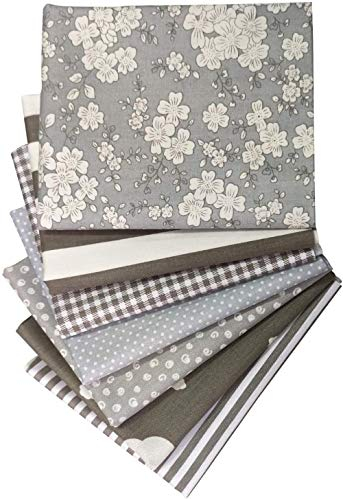 YXJD 7Pcs Baumwollstoff 18x22 Zoll Grau Patchwork Stoffe DIY Gewebe Quadrate 100% Baumwolltuch Stoffpaket zum Nähen mit vielfältiges Muster