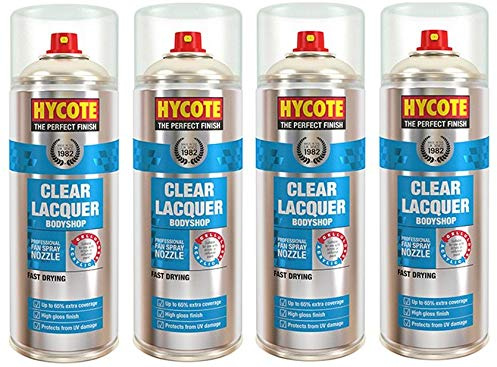 Hycote XUK428 Bodyshop Clear Lacquer Spray Paint 400ml X 4