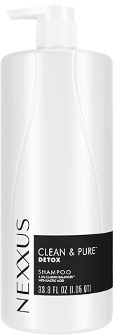 Nexxus Clean & Pure Shampoo Detox for Professional-Level Silicon, Sulfate & Paraben Free Hair Care Powered by CLARIFIX BALANCER Technology with Lactic Acid 33.8 oz