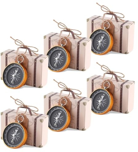 Mini Koffer Gastgeschenke Hochzeitsbox, Gastgeschenkbox Für Hochzeiten, 20 Stück Mini Koffer Gastgeschenke Hochzeitsbox, Vintage Kraftpapier Geschenkbox mit Kompass, Anhängeschildchen und Leinenschnur