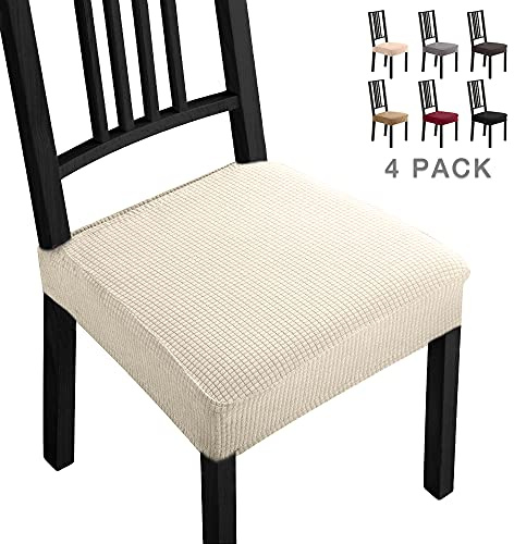 Coprisedie con 4 Pezzi Moderno Elastico Coprisedia Seduta Coprisedia Antimacchia Coprisedie Molto Facile da Pulire e di Lunga Durata per la Sala da Hotel, Ristorante Decor (4 Pezzi,Crema)-B