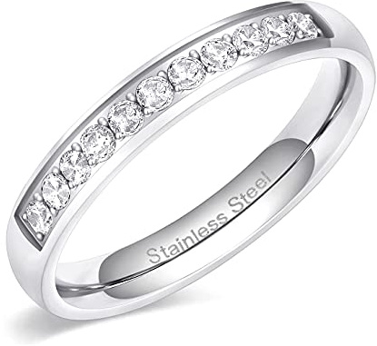 Zakk Eternity Ring Damen Silber Rosegold Gold Edelstahl Halb Ewigkeitsringe Vorsteckring 3.5mm Zirkonia Verlobungsringe Eheringe Trauringe Memoire Ringe