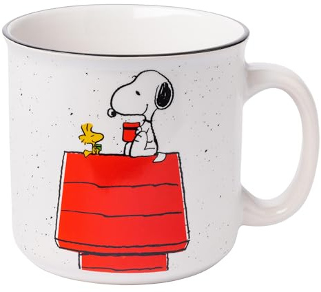 Silver Buffalo Peanuts Snoopy and Woodstock Get Cozy Ceramic Camper Mug, 20 Ounces