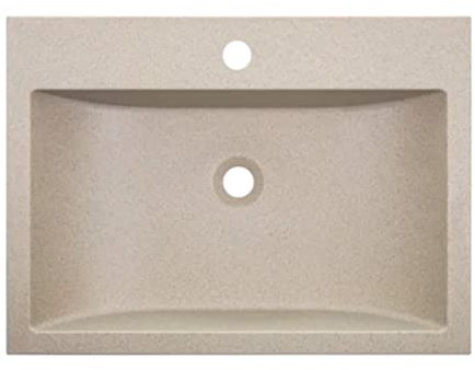 VBChome Waschbecken Granit 60 x 44 x 10 cm Beige Rechteckig Waschtisch Handwaschbecken Waschschale Gäste WC Modern Top Qualität