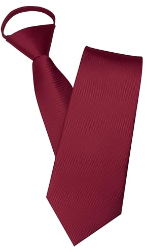 JEMYGINS Herren Reißverschlusskrawatte Burgundisch Krawatte - Eleganter Look in Sekundenschnelle