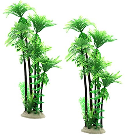 Happyyami 2 Stück Kunststoff-Kokosnüsse Baum Aquarium Pflanzen Ornament Mini Harz Künstliche Palme Aquarium Aquarium Fischglas Terrarium Dekorationen