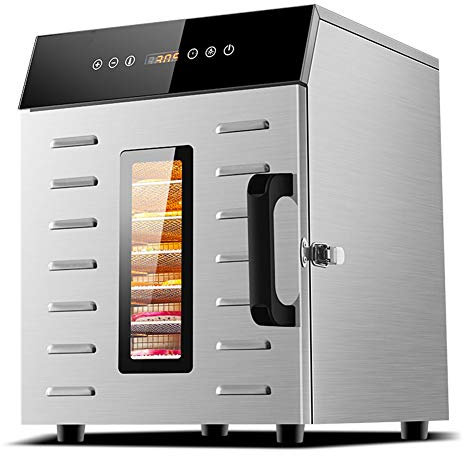 ExceptionFood Deshidratador de Frutas de Acero Inoxidable 12 Capas, Control de Temperatura Ajustable Profesional 1000W y Temporizador Digital 0~24 Horas