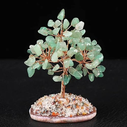 Arbre de vie en cristal naturel - Quartz rose - Agate porte-bonheur - Gravier minéral - Décoration d'intérieur - Cadeau souvenir - Aventurine - 1 pièce