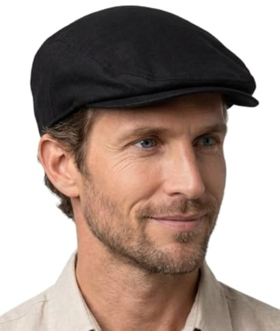 Cool4 Schiebermütze Herren Damen aus 100% Leinen – Sommer Flatcap atmungsaktiv & leicht – Vintage Gatsby Mütze mit Schirm A03