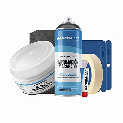 Genérico BaigeraPro Kit de réparation et d'émail pour baignoires et receveurs de douche basique, peinture pour carrelage et sanitaires, vernis pour salle de bain finition brillante