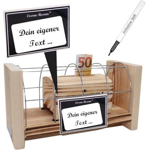 Personalisierte Geschenke Geld für Männer Frauen originelle lustige Geschenkidee mit Namen personalisierbar - Eiserne Reserve Gitterbox incl. Notsäge - Papa Mama Geburtstag Hochzeit