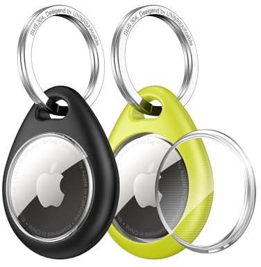 UNBREAKcable Schutzhülle für AirTag (1. & 2. Generation), 360° TPU Vollschutz Schlüsselanhänger mit 304 Edelstahl Schlüsselring, Kratzfeste Ausführung für Schlüssel, Koffer und Taschen [2er Set]