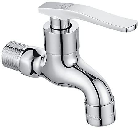 SUBMARINE Silver Brass Outdoor Faucet, G1/2 Inch Interface Wall-Mounted Faucet, Used for Bathroom Mop Sink, Balcony and Garden (Chrome Plated)
