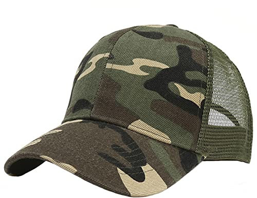 Cappello da baseball mimetico per bambini, visiera regolabile, protezione UV in rete e cotone