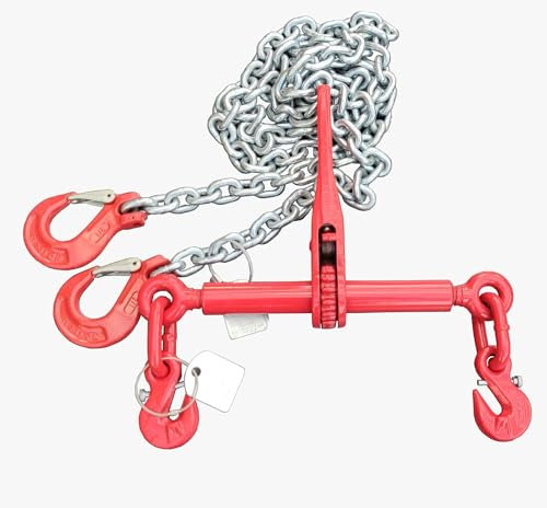 Zurrkette Spannkette 2-teiliges System 8mm 3m Nutzlänge galvanisch verzinkte Kette mit Ratschenlastspanner in Güteklasse 8 zur Ladungssicherung nach EN 12195-3