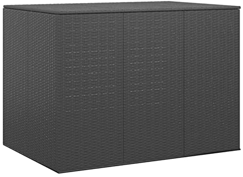 TANZEM Garten-Kissenbox, Gartenbox, Auflagenbox, Gartenschrank, Balkonschrank, Aufbewahrungsbox, Gartenkiste, Balkon Schrank, Outdoor Box, PE Rattan 145x100x103 cm Schwarz