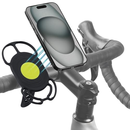Bone Bike Tie 4 Magnetic, MagSafe Bicycle Phone Mount + Magnetic Sticker | Scratch-Free & Tool-Free Silicone Strap, Fits 4.7-7.2 Phones, Magnetic Phone Holder for Indoor Cycling & Outdoor Riding