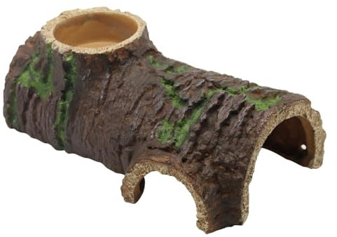 2-in-1 Reptilienversteck-Höhle und Reptilien-Wasser-/Futternapf, grün leuchtet im Dunkeln, Schildkröten-Sonnen-Plattform, Lebensraum, Versteckhöhle, Klettertank, Aquarium-Ornament für Eidechsen,