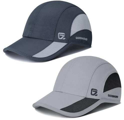 Cappello da Golf, Cappello Sportivo Leggero per Running, Traspirante e Rinfrescante, UPF50+, Cappello Dri Fit Non Strutturato, Palestra, Cappello da Campeggio, Grigio Scuro, Grigio Chiaro 2 Pezzi