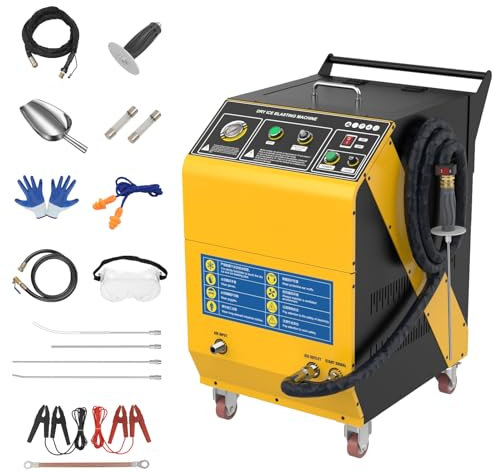 QPKING HTS708 Macchina per la Pulizia con Ghiaccio Secco a Pressione Regolabile Pulitori con Ghiaccio Secco con 4 ugelli per la sabbiatura del Ghiaccio per Tutte Le Auto 110 V/220 V