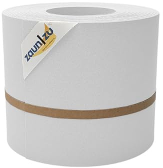 zaun|zu® Premium 26m Rolle Sichtschutzstreifen | genarbte Oberfläche | Lederstruktur | PP für Doppelstabmatten UV-beständiger Sichtschutz | Zaunblende Made in Germany Weiß, 26m