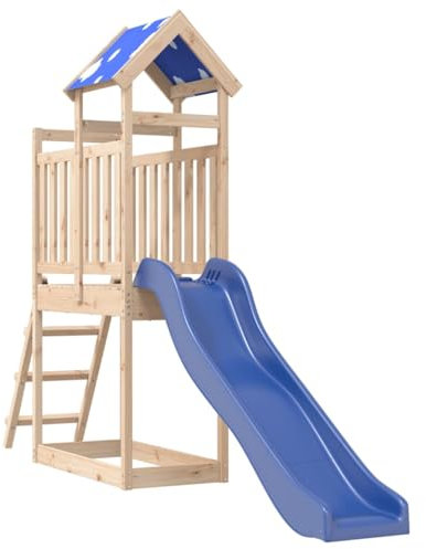 vidaXL Parc extérieur en bois de pin massif, balançoire de jardin, maison de jeux avec toboggan, parc pour enfants en bois