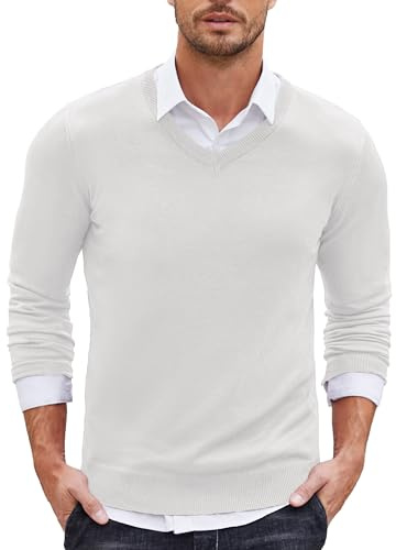 Coofandy Pull | Coupe ajustée, légère et douce, mode automne-hiver, solide, décontracté, classique et vintage, ourlet et poignets côtelés