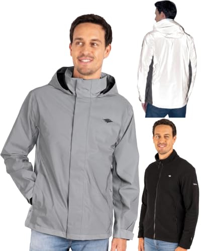 Valkental 3in1 Jacke Herren, Reflektierend & Wasserdicht | Fleece Zipp-In & verstaubare Kapuze, 10.000mm Wassersäule, nutzbar als Winter-, Regen- & Fahrradjacke