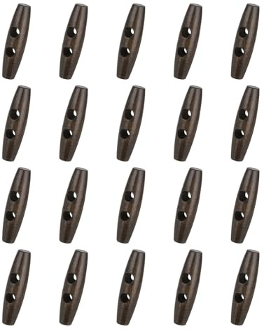 sourcing map Knebelknöpfe aus Holz, 50 mm, 2 Löcher, Olivenform, für Heimwerker, Mantel, Kleidung, Accessoires, Kleidung, Dekoration, Braun, 40 Stück
