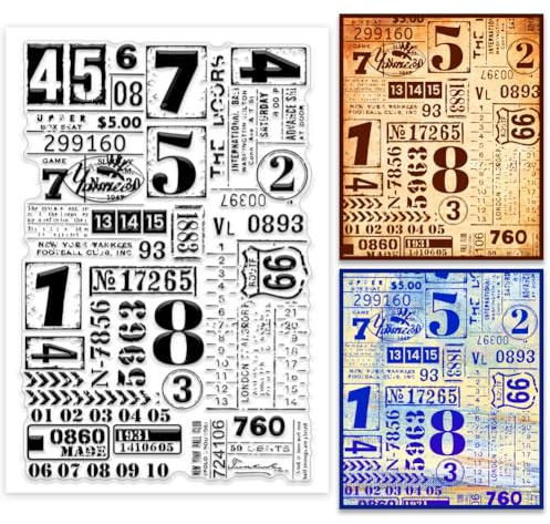 PH PandaHall Retro Zahlen Clear Stamps Digitaler Hintergrund Clear Stamps Transparente Silikon-Stempel Klare Gummi-Stempel für Kartenherstellung Scrapbooking Crafting