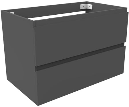 Acezanble Meuble sous-Vasque 80 cm, 2 Tiroirs À Fermeture Progressive, Meuble Suspendu Anthracite