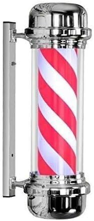 Poste de barbería LED Poste de barbería Poste de barbería LED Poste de barbería 71cm Blanco Negro Azul Letrero de luz giratoria con logotipo de peluquería Luz de pared impermeable for exteriores(Blue+