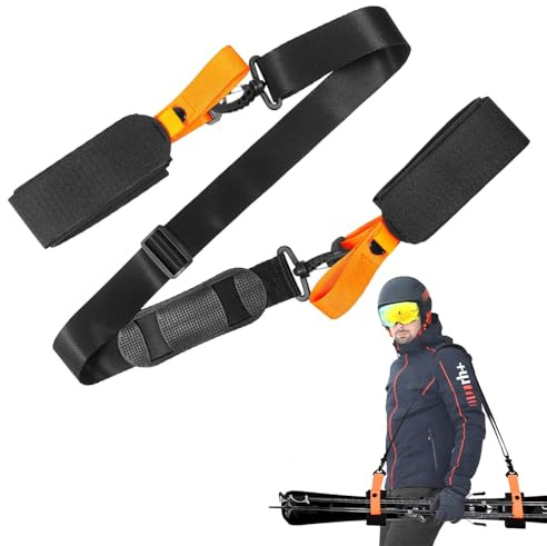 mizikuu Tracolla per Sci Portatile, Regolabile Cinghia da Sci e Portabastone Porta sci e Bastoncini da Spalla Nylon Ski Straps Accessori per Sci Snowboard Attività All'Aperto Invernali