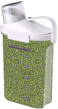 Récipient à céréales, bocaux scellés transparents, récipient de stockage hermétique pour aliments secs pour grains de café, bac de rangement de riz avec bec verseur