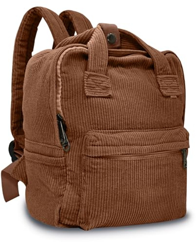 Boziee Leinwand/Cord Rucksack Damen Cityrucksack Daypack Mädchen Rucksackhandtasche Teenager Schulrucksack für Schule, Reisen, Arbeit unisex (Cordury, Braun)