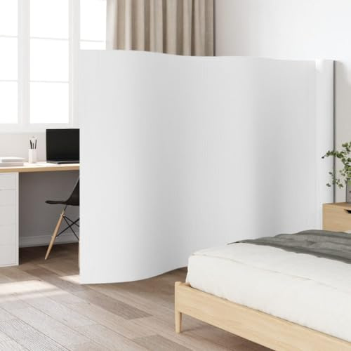 Myheimly Paravent Raumteiler Paravent Trennwand Spanische Wand Vlies-Rückseite Sichtschutz Bambusmatte Flexibel Stellwand Bambus Weiß 165x800 cm Bambus