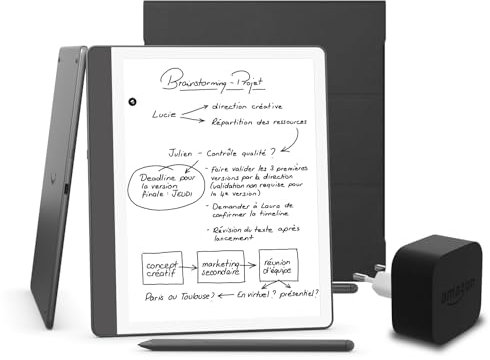 Kindle Scribe (versione 2024) 64 GB, una custodia in pelle Amazon Premium e un alimentatore Amazon Powerfast da 9 W