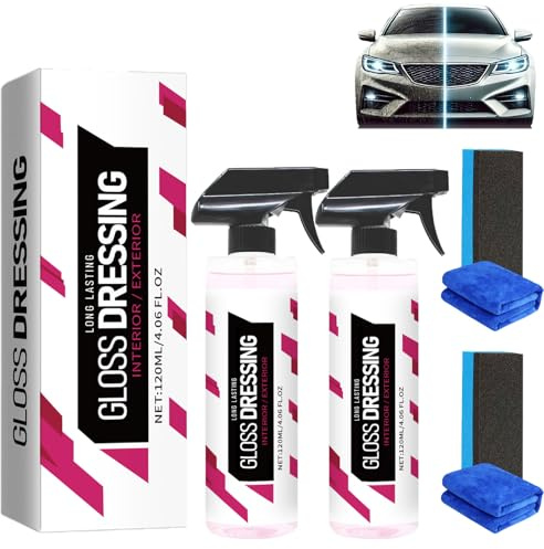 Gloss Dressing for Plastic, Gloss Dressing for Detailing, Plastic Restorers for Cars, Gloss Dressing Spray, Trim & Tire Dressing, Car Interior Cleaner Suitable for All Cars, Plastic Coating (2pcs)