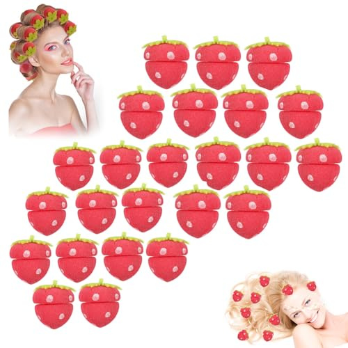 Pjjrdh ErdbeerLockenwickler, Schaumschwamm Heatless Curls Band, Hair Curler Overnight, Schwamm-Lockenwickler Für Mittleres Haar, Für Langes Haar-24pcs