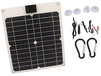 Ladegerät für Solarbatterie, Solar-Solar-Car-Batterie-Ladegerät mit Wasserdichtem und Schockabsorbierenden Funktionen 15W Solar-Batterie-Ladegerät für Motorräder, Boote oder Wohnmobile (WHITE)