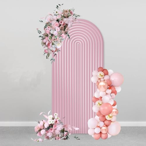 AIBIIN Toile de fond ronde en forme d'arche rose de 80 x 180 cm - Support double face pour cérémonie de mariage, fête d'anniversaire, fête prénatale, banquet
