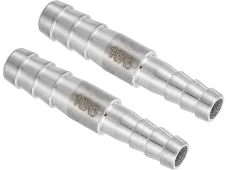 QUARKZMAN 10mm a 8mm Diámetro Espiga Manguera Montaje Reductor 2Pcs | Adaptador para Manguera de Acero Inoxidable 304 para Sistemas de Vacío, Conexiones de Tuberías Industriales, Plateado
