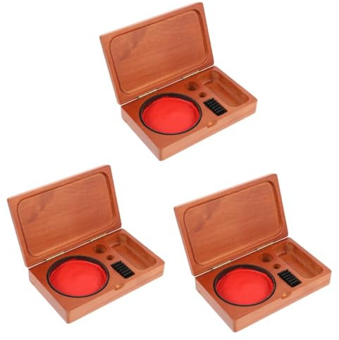 STOBOK 3 Stück Siegelkasten aus Holz Name Aufbewahrungsboxen Basteln Kalligraphie Stempelkissen für Fall Lagerung Tintenpastenbehälter Aufbewahrungsbox für Stempel aus Holz Stempelhalter