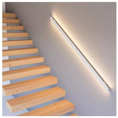 Genérico Pasamanos de Aluminio con luz LED para escaleras, montado en la Pared, para Entrada, Pasillo de Villa (Blanco, Derecho, 1 m)