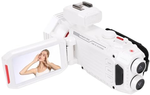 4K Digital Camera för Fotografering, 3 HD Color Screen Autofokus WiFi Vlogging Camera -videokamera med 50x Digital Zoom, Externt Hot Shoe -gränssnitt (Elfenbensvit)