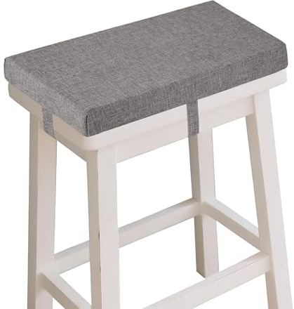 OVOV Barhocker-Kissen, rechteckig, Sattelhocker-Kissen mit Riemen, rutschfest, 5,1 cm dick, hochelastischer Schaumstoff, mit maschinenwaschbarem Bezug, 45,5 x 24 cm (Hellgrau), 1 Stück