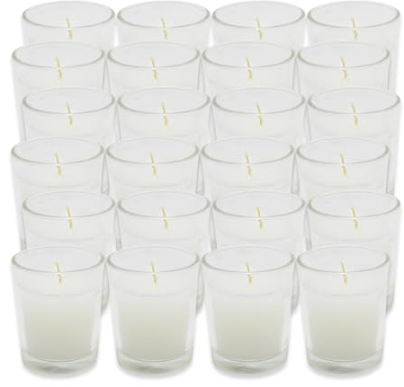 Estrella Blanca Citronella Lavender Scented Candle - 24 Pack Citronella Scented Votive Candles White - Long Lasting Burn Outside Candles for Garden Yard Balcony, Summer Camping - 12 Hours Burn Time