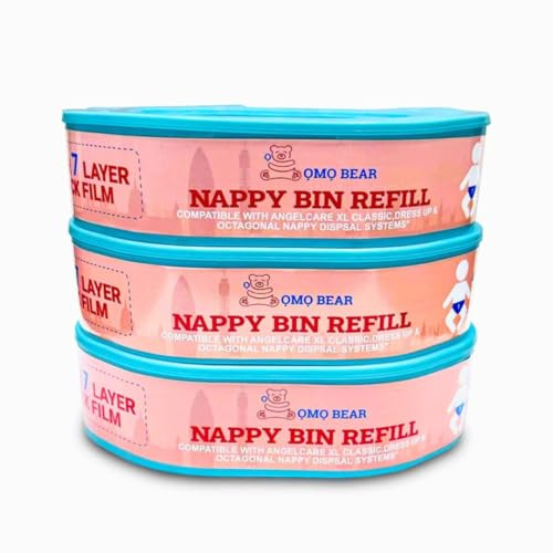 Octagonal Refill, Angelcare Compatible, for XL Nappy Bin - Pack of 3 Longer Lasting
