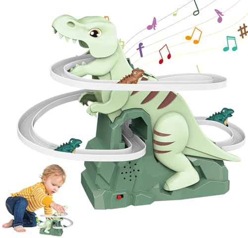 SGZIOO Dinosaurier Kletterspielzeug, Dinosaurier Kletterrutsche Spielzeug mit Licht und Musik, Elektrische Dino Slide Track, Dinosaurier Achterbahn Spielzeug, für Jungen Mädchen ab 3 Jahre