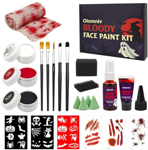 Oiomniv 23 Pcs Halloween Zombie Makeup Kit, SFX Face Painting Set | for Clown, Vampire, Skeleton, Witch and Cosplay, Special Effects Makeup for Halloween Party, Theater, Art, Teens & Adults